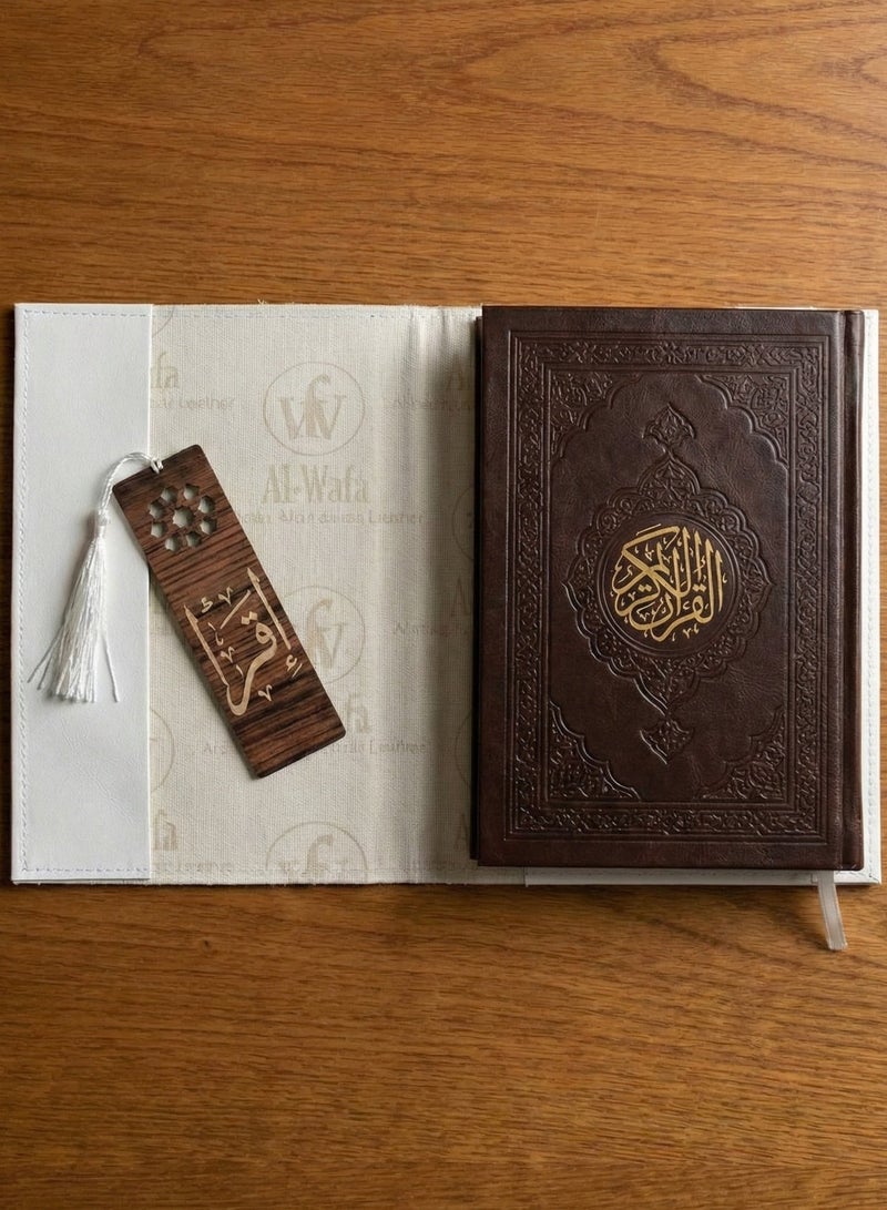 FUN MOMENT Luxury Leather Quran Cover With The Inscription And a Wooden Comma - Image 2
